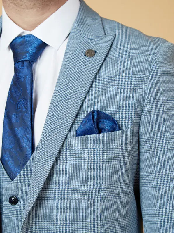 Costume homme à carreaux bleu clair 2 pièces - Bromley Bleu Clair suit