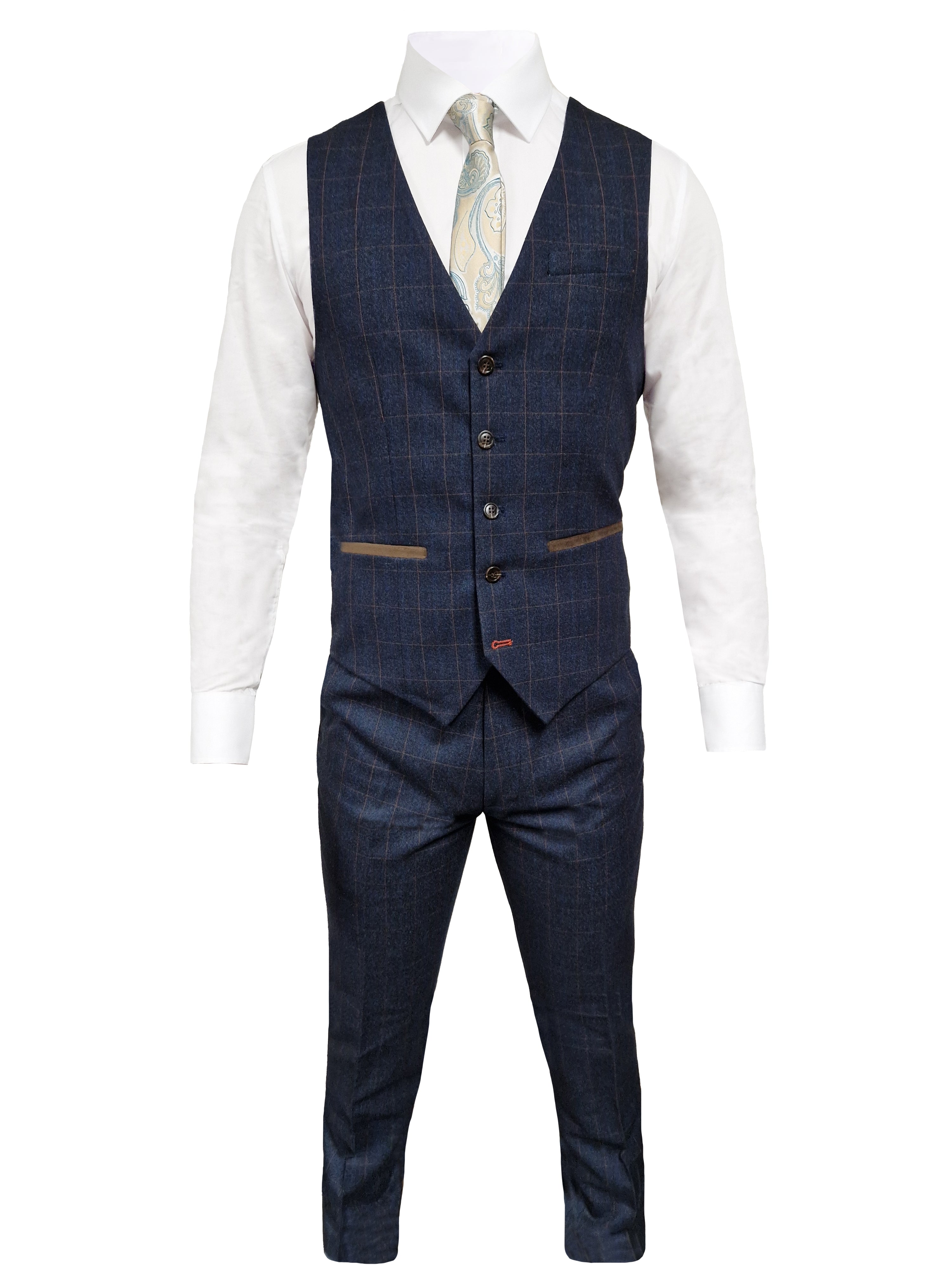 TAVERNY Admiral - Costume homme Check Marine