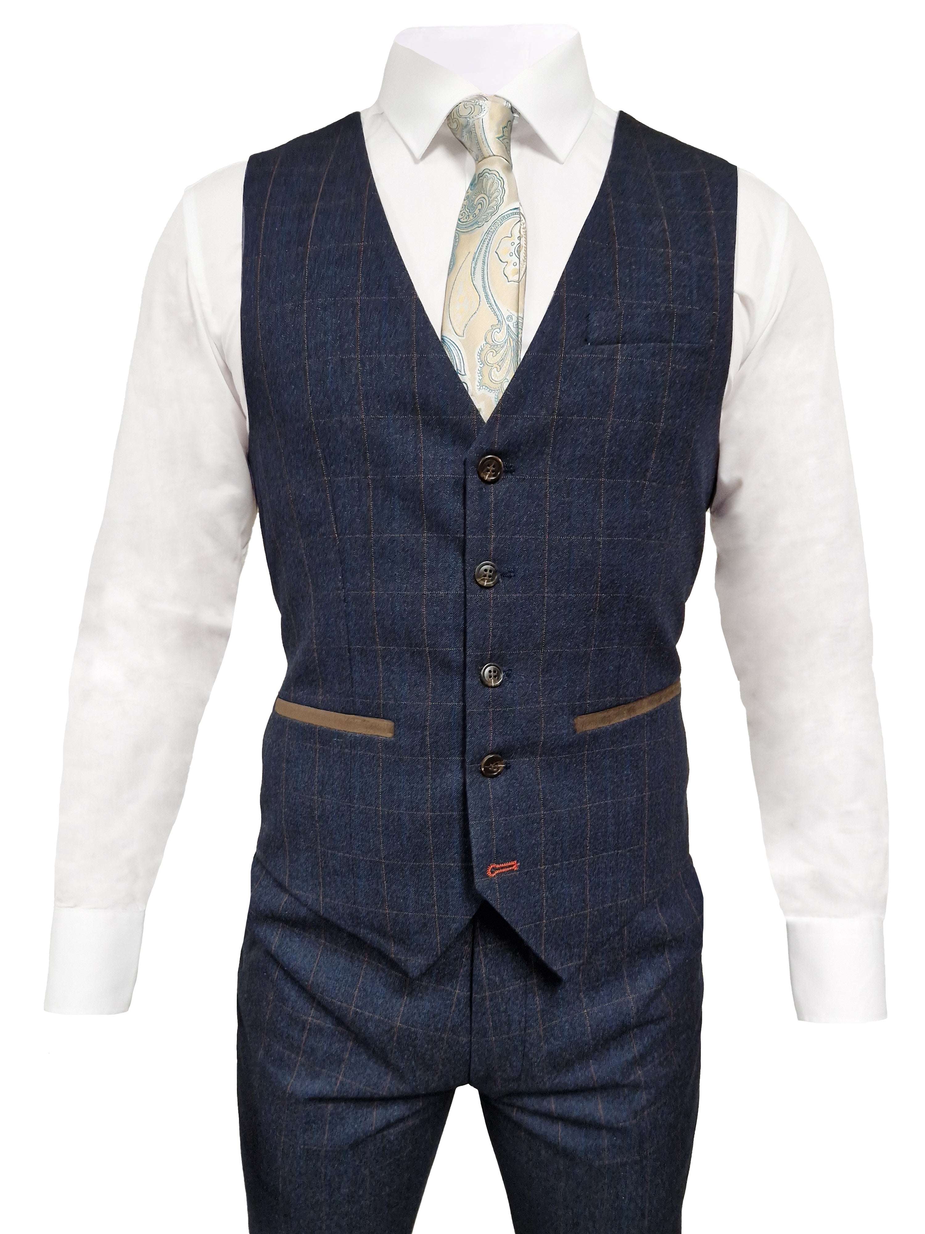 TAVERNY Admiral - Costume homme Check Marine