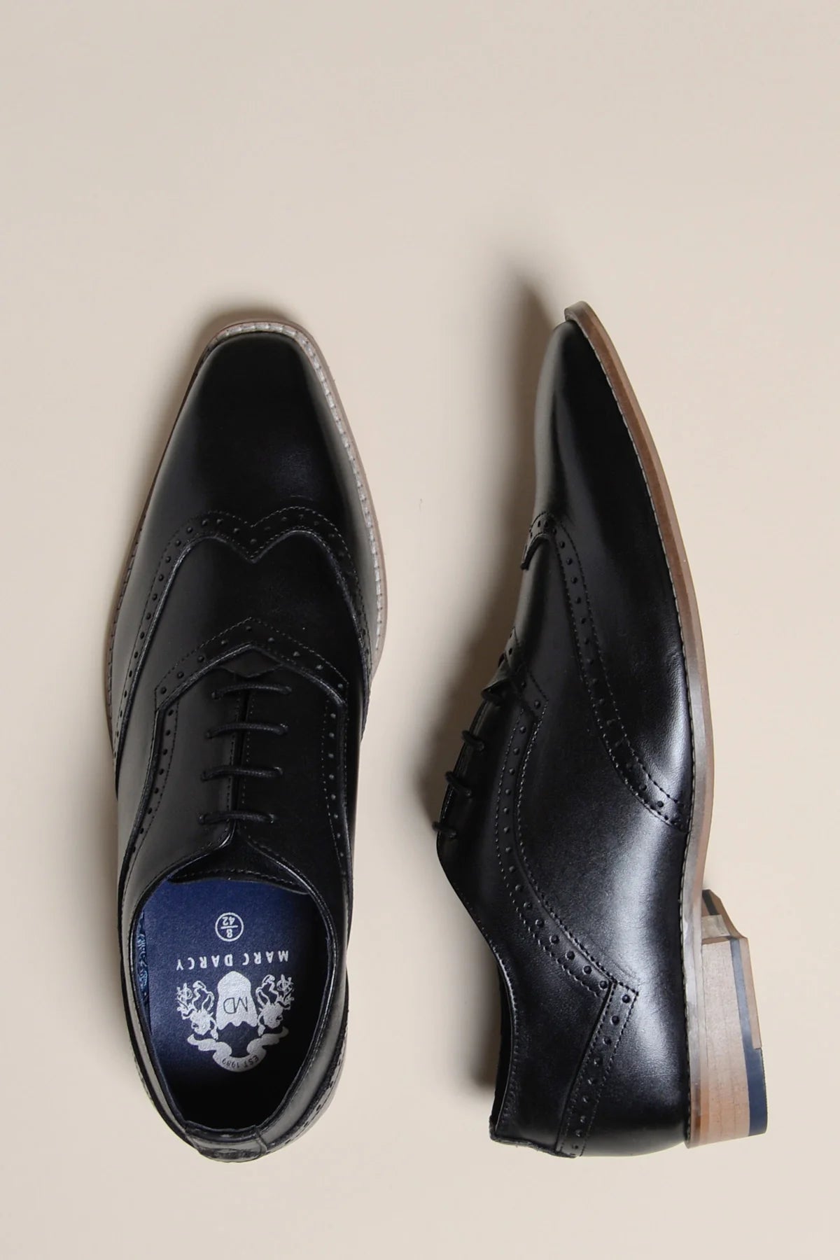 Chaussures en cuir noir Marc Darcy Dawson - Wingtip brogue