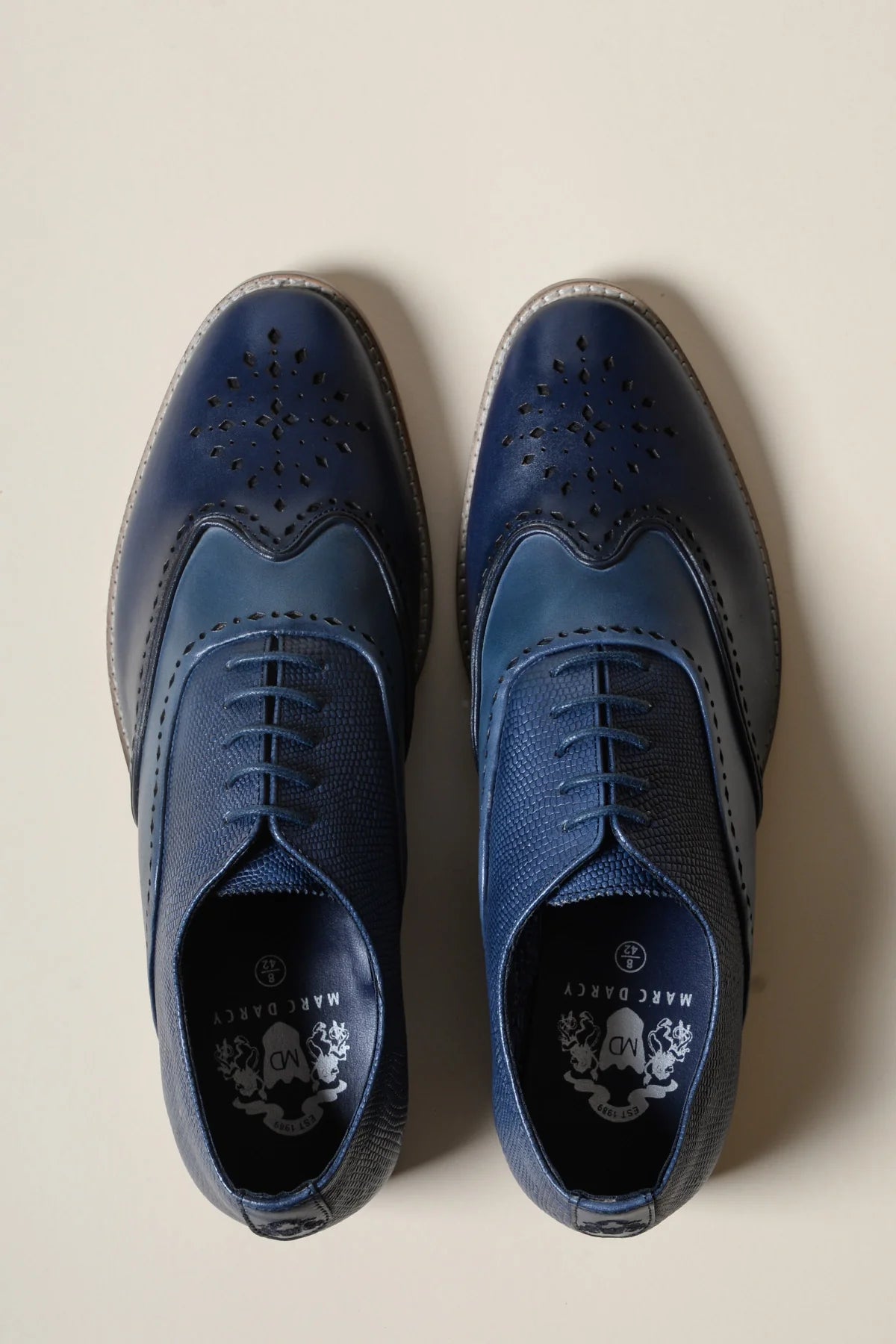 Chaussures en cuir blue marine Ryan Wingtip Brogues - Marc