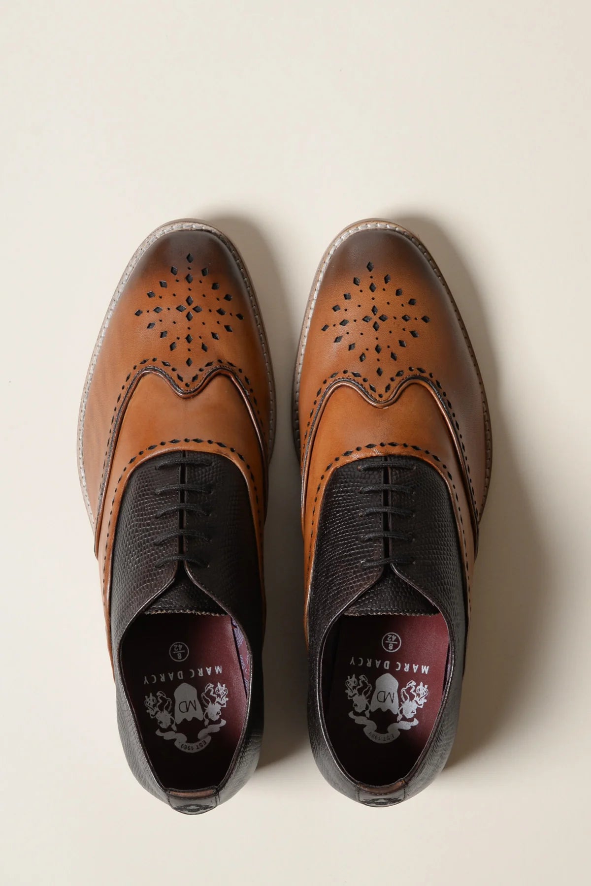 Chaussures en cuir marron Ryan Wingtip Brogues - Marc Darcy