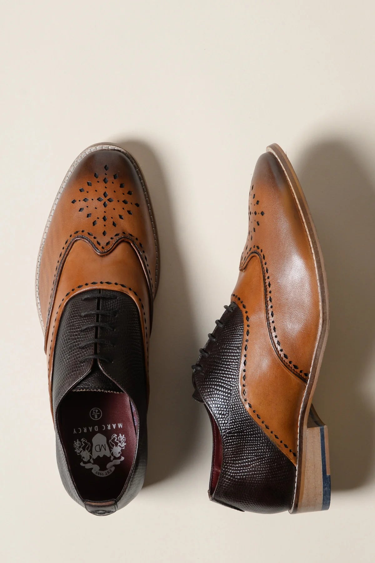 Chaussures en cuir marron Ryan Wingtip Brogues - Marc Darcy