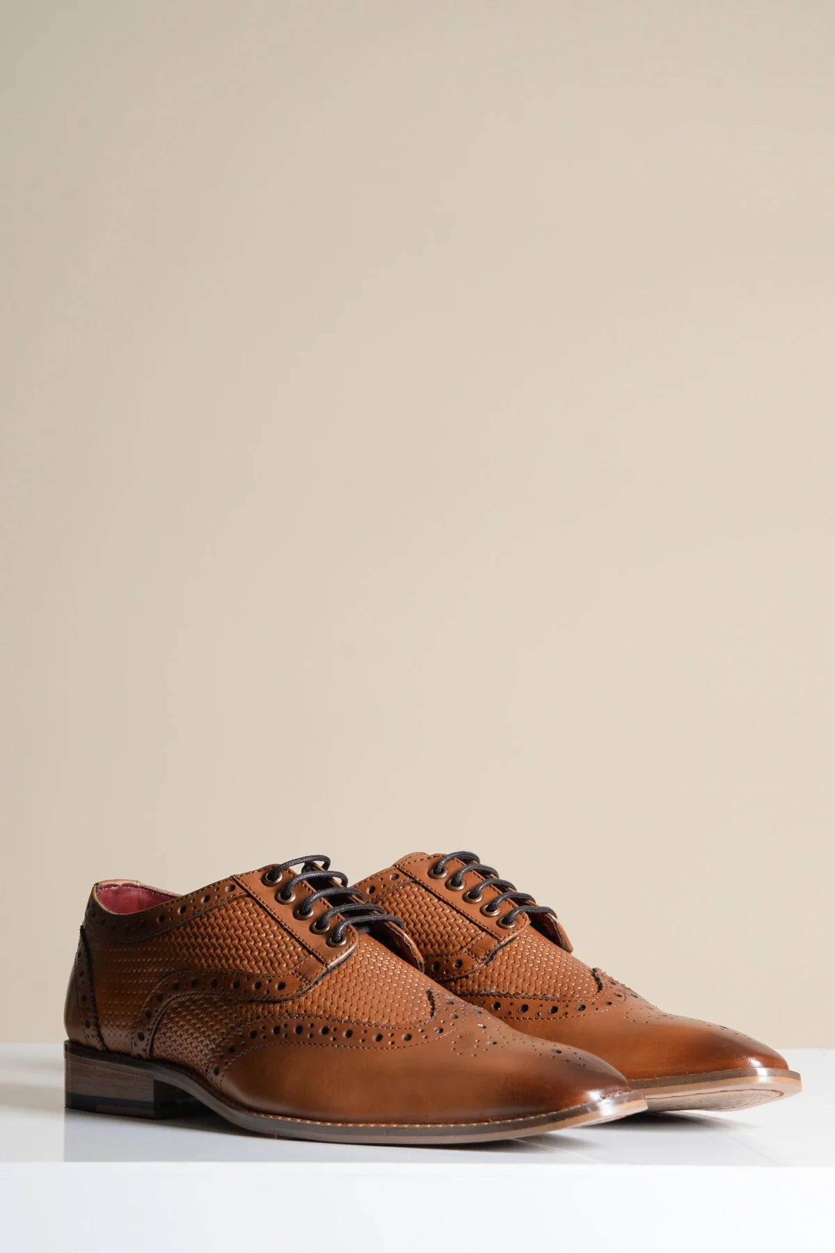 Chaussures en cuir marron Brandon Wingtip Brogues - Marc