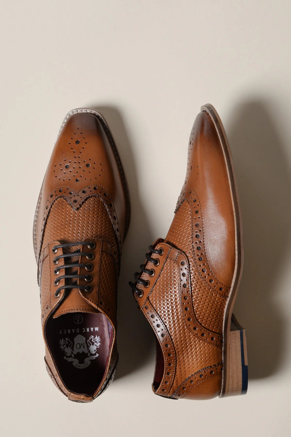Chaussures en cuir marron Brandon Wingtip Brogues - Marc Darcy