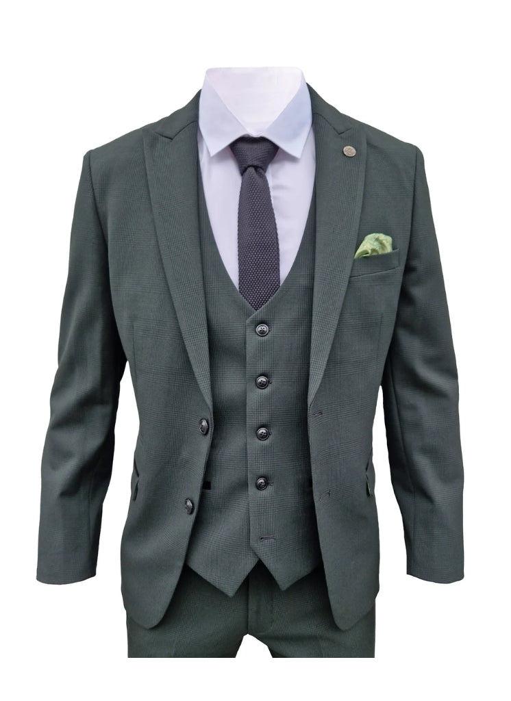 Marc Darcy - Blazer à carreaux Bromley Vert olive