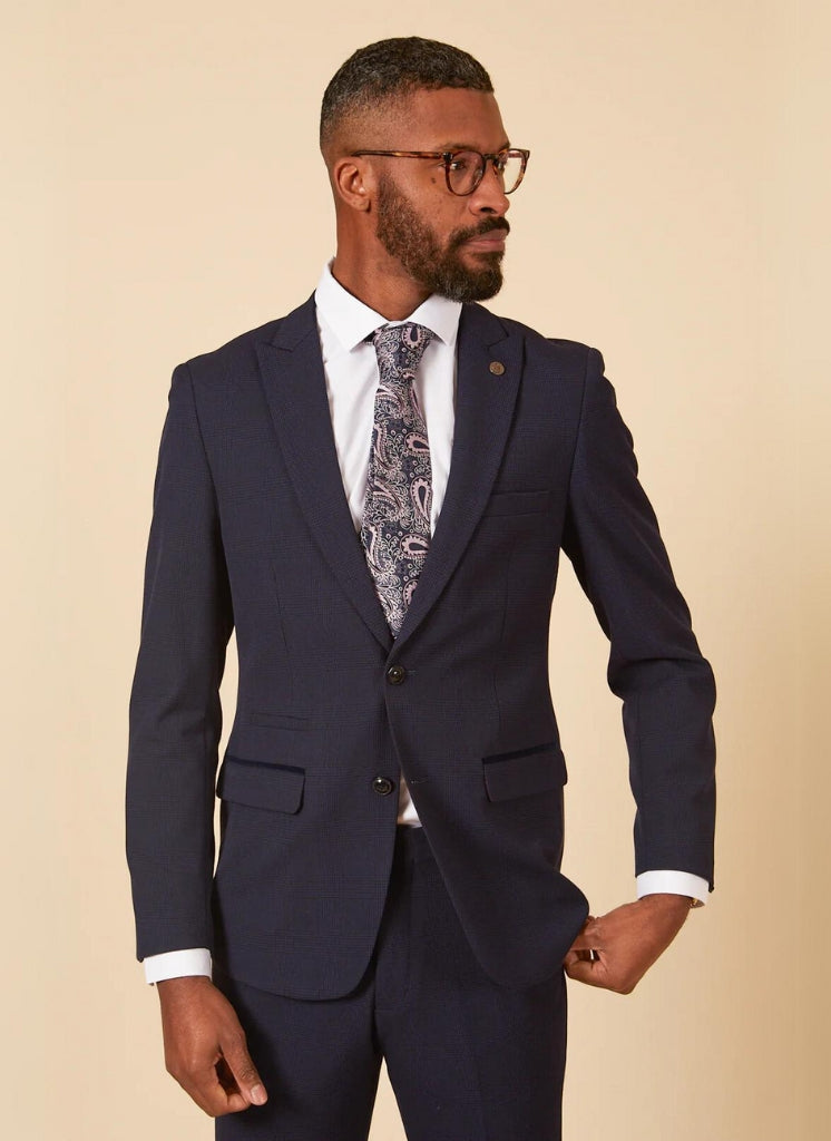 Marc Darcy - Blazer à carreaux Bleu foncé Bromley Navy