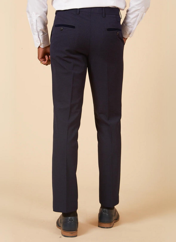 Marc Darcy - Pantalon à Motif Carreaux Bleu Marine Bromley