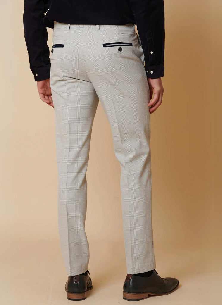 Marc Darcy - Pantalon à Motif Carreaux Blanc Bromley Stone