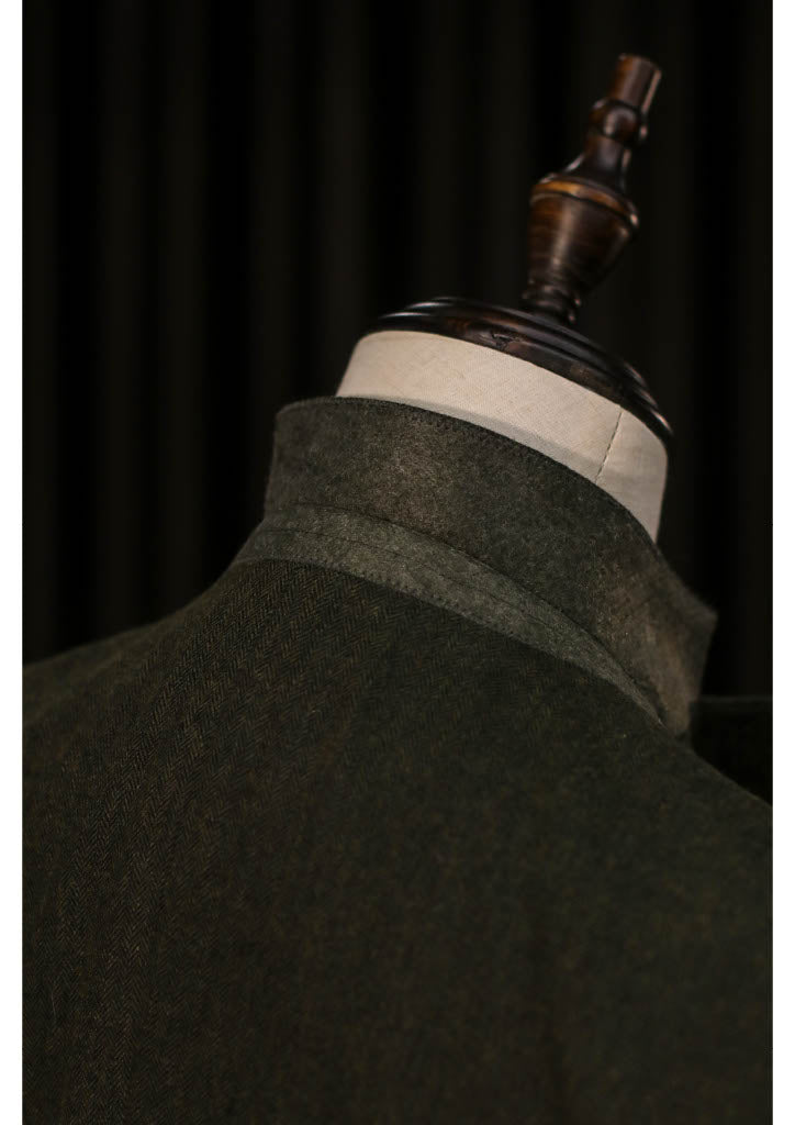 TAVERNY Chief - Costume pour hommes en tweed olive.