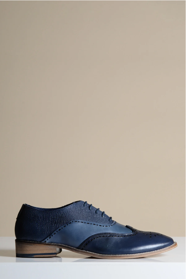 Chaussures en cuir blue marine Ryan Wingtip Brogues - Marc