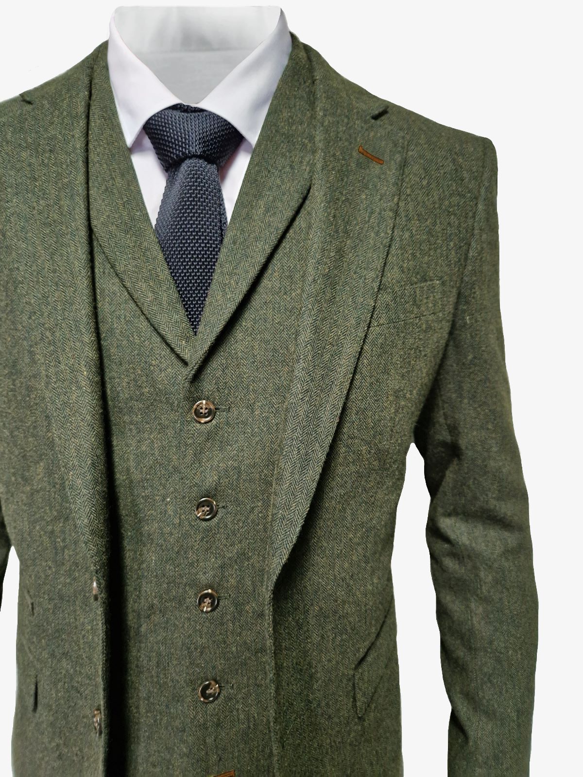 TAVERNY Chief - Costume pour hommes en tweed vert olive.