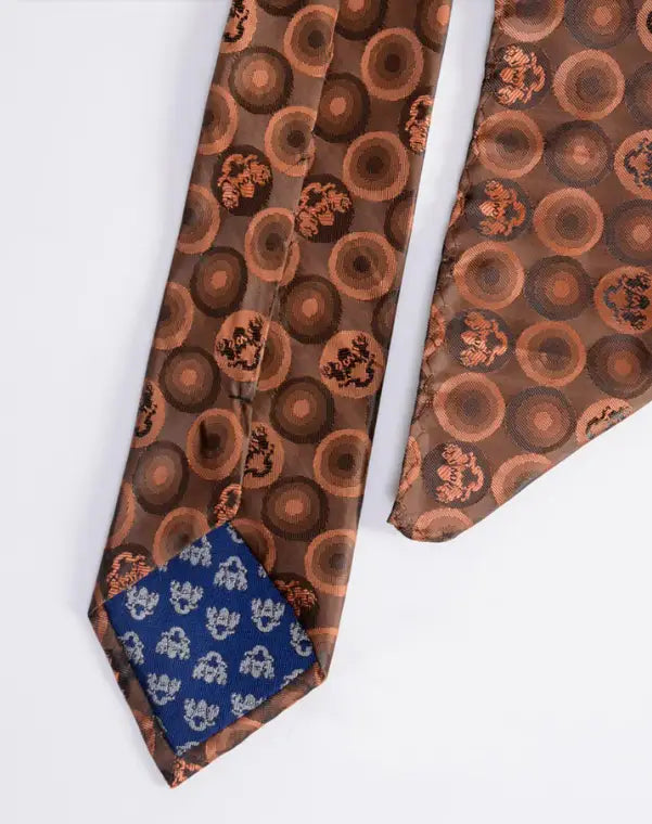 Cravate Gentlemens Bubbles Orange de Marc Darcy avec pochette