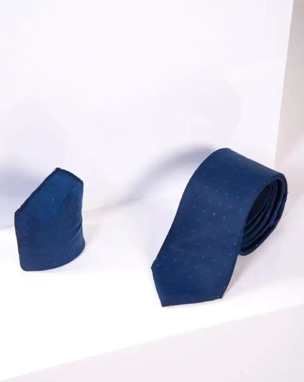 Ensemble Gentlemens Blue dot cravate avec pochette | Marc Darcy
