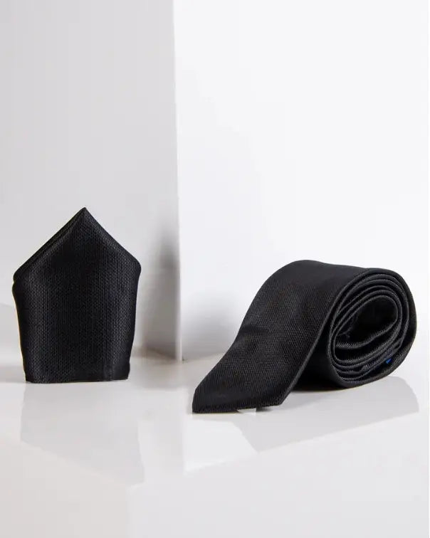 Set Gentlemens Iconic Black avec cravate et pochette | Marc Darcy
