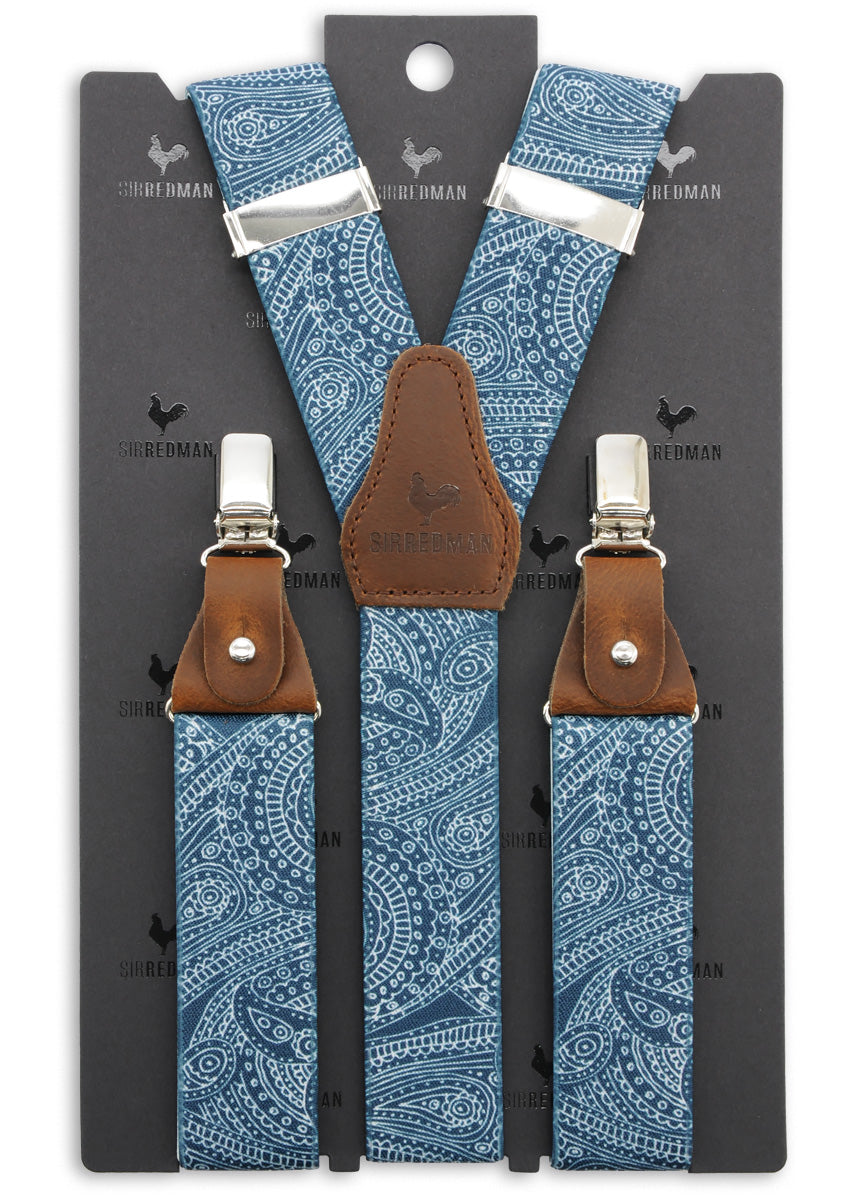 Bretelles de Luxe Paisley Sketch Bleu - Bretels