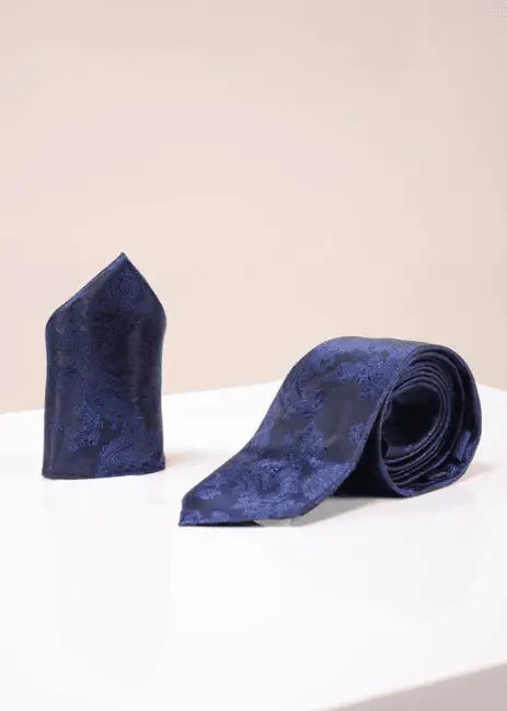 Accessoires gentlemen bleu marine Paisley avec Cravate