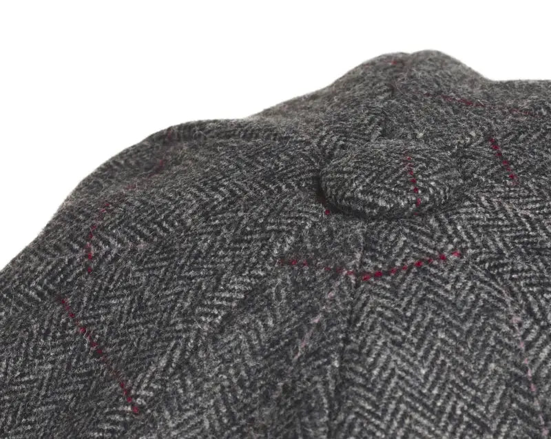 Casquette en laine Peaky Blinders coloris gris liseré rouge