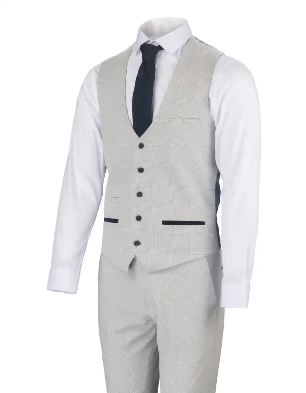 Costume homme 3 pièces blanc à carreaux Bromley - Marc Darcy